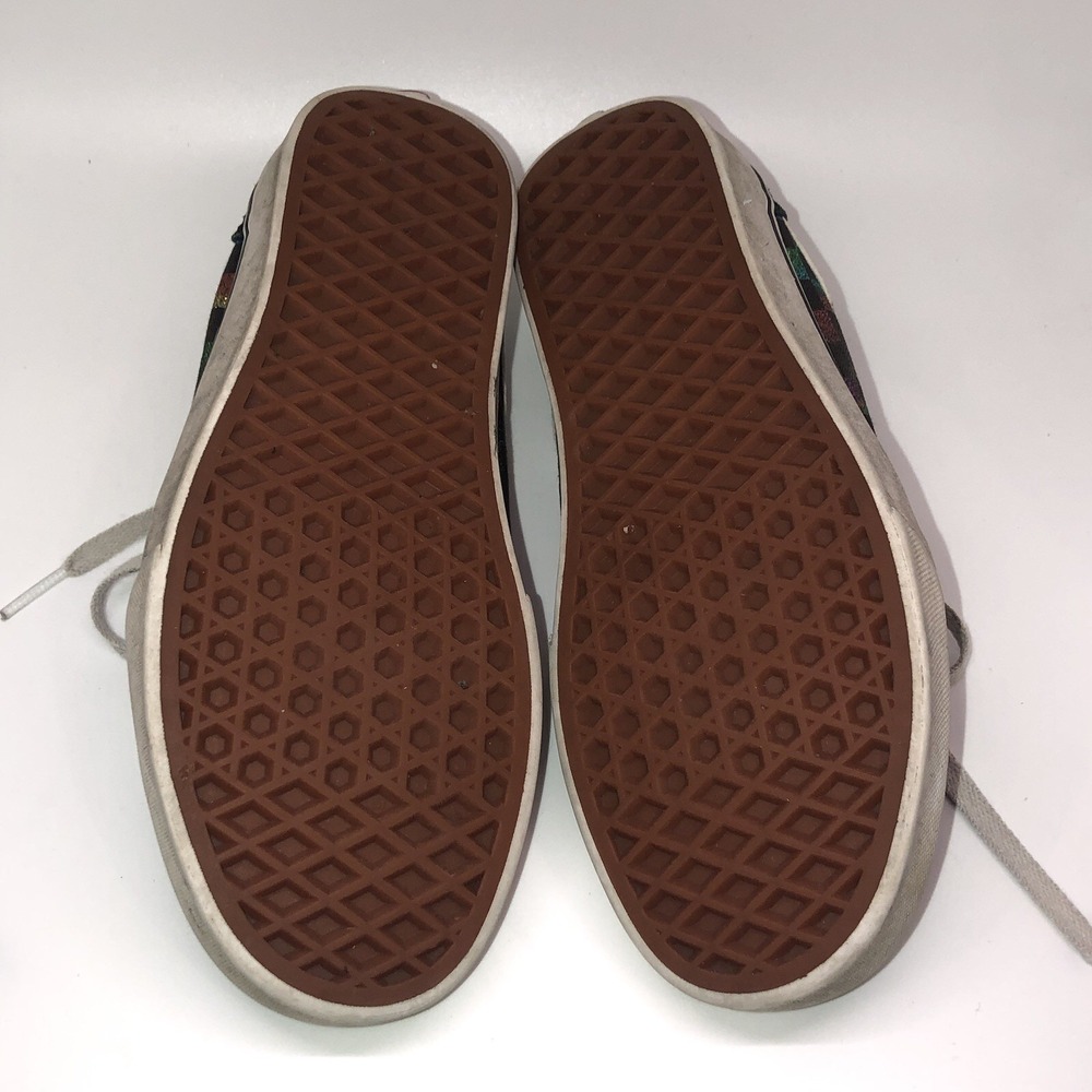 Women's Vans Black Suede Iridescent Checkerboard Size 7.5 Low Top Skater Lace Up - Picture 7 of 9